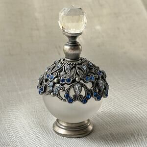 Late 1990s Filigre Rhinestone Boutique Perfume Bottle